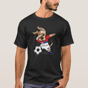 Dabbing Dog Serbia Soccer Fans Jersey Serbian Flag T-Shirt