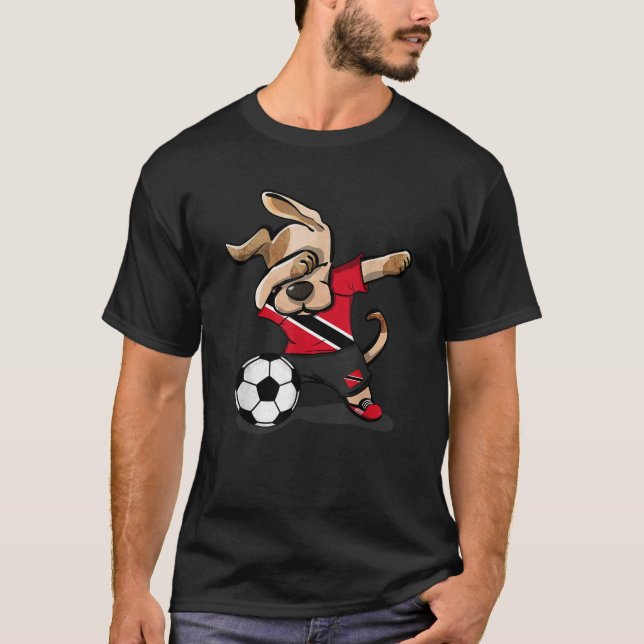 Dabbing Dog Trinidad and Tobago Soccer Jersey Foot T-Shirt (Front)