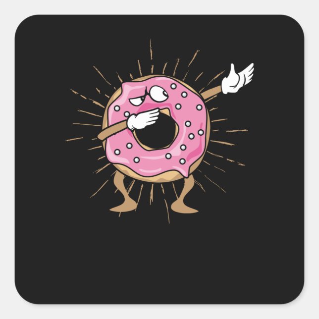 Dabbing Doughnut Dancing Doughnut Square Sticker (Front)