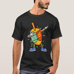 Dabbing Dreidel Hanukkah Christmas Lights Menorah  T-Shirt