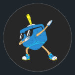 Dabbing Dreidel Hanukkah Dancing Chanukah Toddler  Classic Round Sticker<br><div class="desc">Dabbing Dreidel Hanukkah Dancing Chanukah Toddler Boys Kids</div>