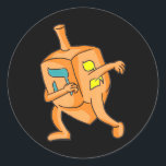 Dabbing Dreidel Happy Hanukkah Jewish Classic Round Sticker<br><div class="desc">Dabbing Dreidel Happy Hanukkah Jewish</div>
