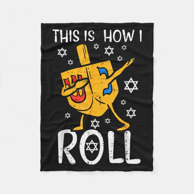 Dabbing Dreidel Ugly Hanukkah Funny Chanukah Men W Fleece Blanket (Front)