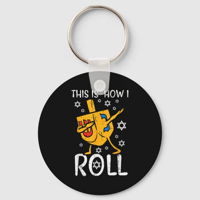 Dabbing Dreidel Ugly Hanukkah Funny Chanukah Men W Key Ring (Front)