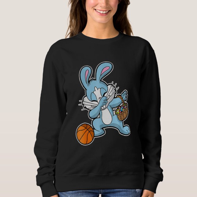 Dabbing Easter Bunny Basketball Basket Stuffer Boy Sweatshirt (Front)