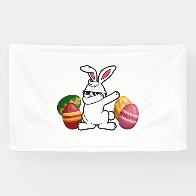 Dabbing Easter Bunny Bunny Happy Easter Banner (Horizontal)