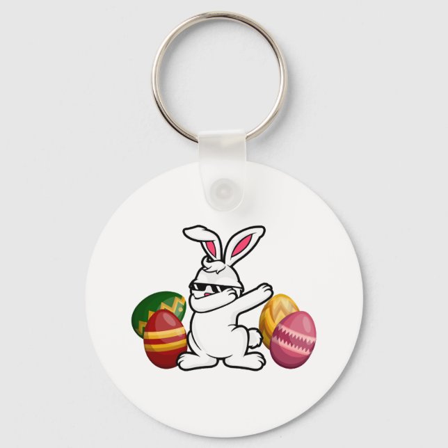 Dabbing Easter Bunny Bunny Happy Easter Key Ring (Front)
