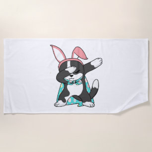 Dabbing Easter Bunny Costume Cat Feline Animal Beach Towel