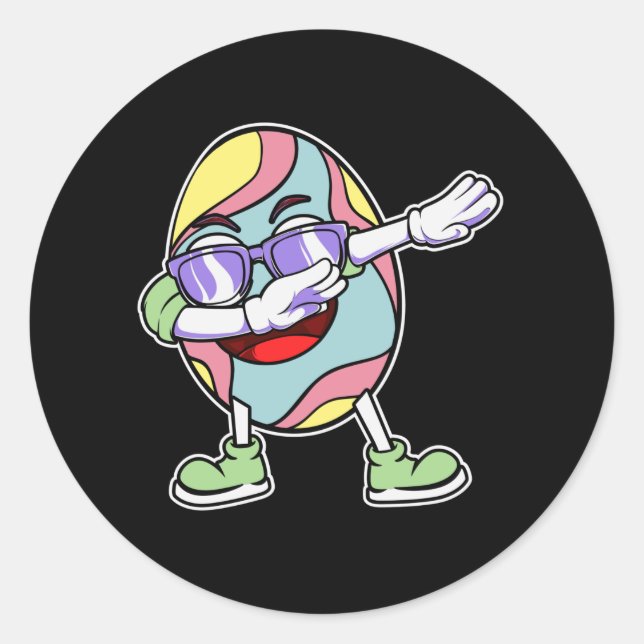 Dabbing Easter Bunny Egg Hunting Basket Kids Boys Classic Round Sticker (Front)