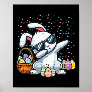 Dabbing Easter Bunny Eggs Bysket Rabbit Dance Men  Poster