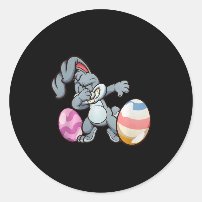 Dabbing Easter Bunny Premium Tri-blend  Classic Round Sticker (Front)