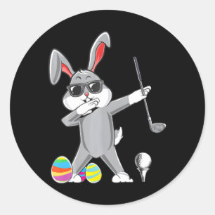 Dabbing Easter Golf Easter Bunny Rabbit Golfer Classic Round Sticker
