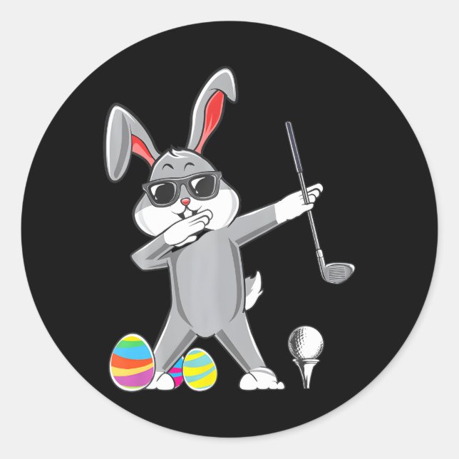 Dabbing Easter Golf Easter Bunny Rabbit Golfer Classic Round Sticker (Front)