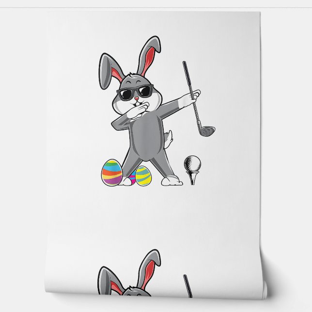 Dabbing Easter Golf Easter Bunny Rabbit Golfer Cut Wallpaper (Unrolling)