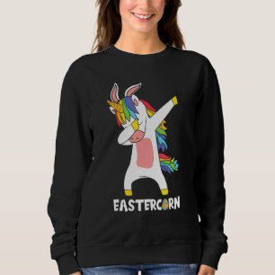 Dabbing Easter Unicorn Bunny Egg Hunting Basket Un Sweatshirt