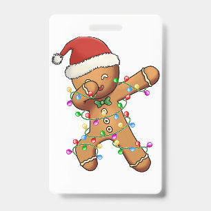 Dabbing Elf Christmas Tree Lights Xmas Family Matc ID Badge