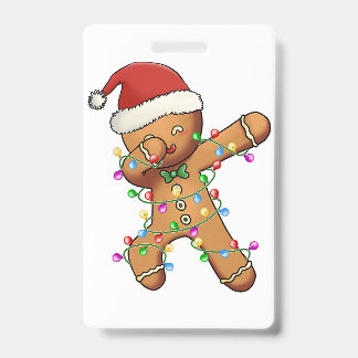 Dabbing Elf Christmas Tree Lights Xmas Family Matc ID Badge