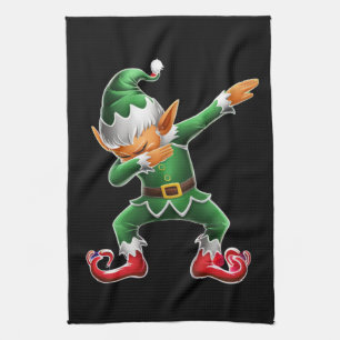 Dabbing Elf Costume Christmas Squad Xmas Tea Towel
