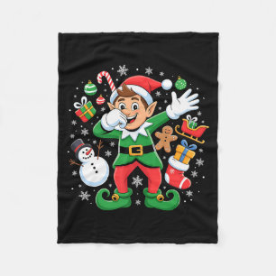 Dabbing Elf Friends Xmas Boys Girls Dabbing Christ Fleece Blanket