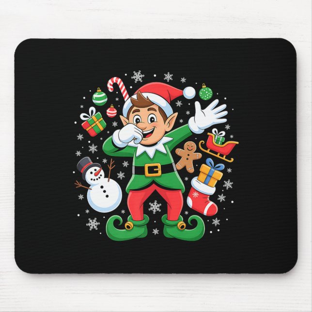 Dabbing Elf Friends Xmas Boys Girls Dabbing Christ Mouse Pad (Front)
