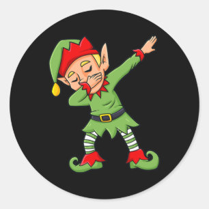 Dabbing Elf Fun Christmas Boys Girls Kids Dab Xmas Classic Round Sticker