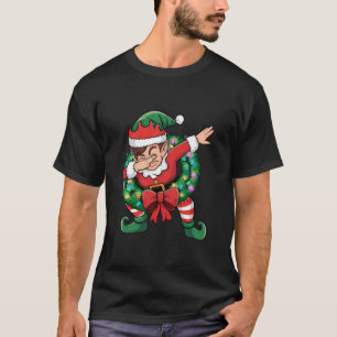 Dabbing Elf Kids Family Christmas Lights Funny Elf T-Shirt