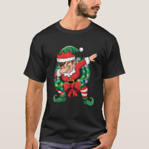 Dabbing Elf Kids Family Christmas Lights Funny Elf T-Shirt