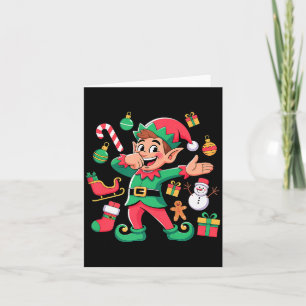 Dabbing Elf Santa Sleigh Snowman Funny Dabbing Chr Card