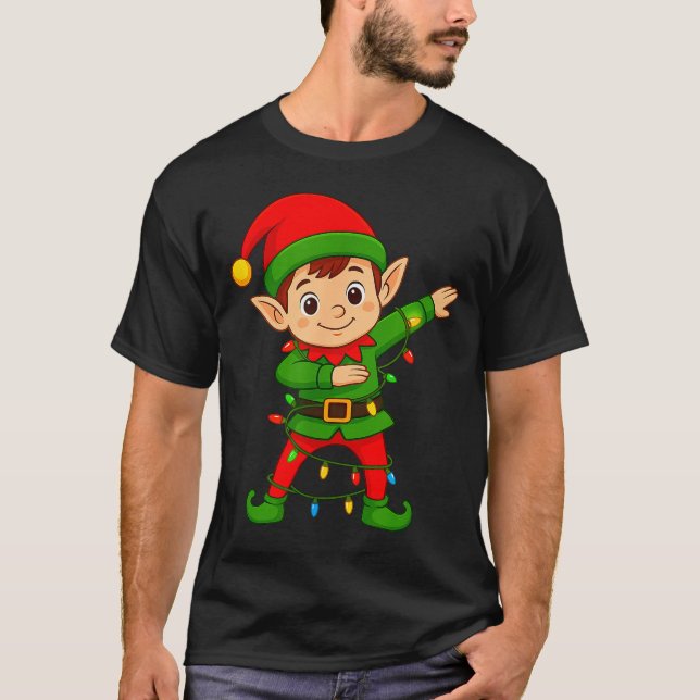 Dabbing Elf Shirt Costume Christmas Squad Men Boy  (Front)