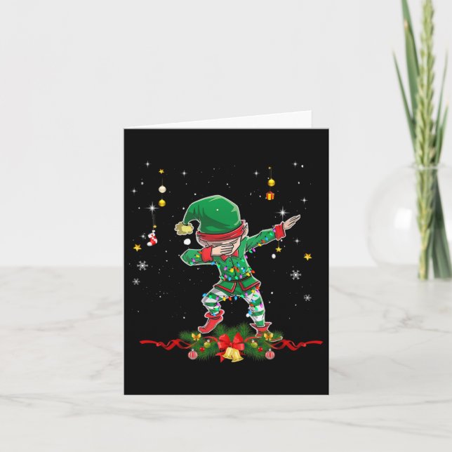 Dabbing Elf Shirt Costume Christmas Squad Men Boy  Card (Front)