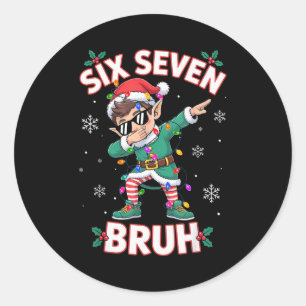 Dabbing Elf Six Seven Bruh Christmas 67 Meme Xmas  Classic Round Sticker