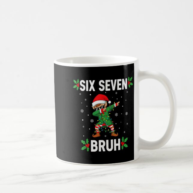 Dabbing Elf Six Seven Bruh Christmas 67 Meme Xmas  Coffee Mug (Right)
