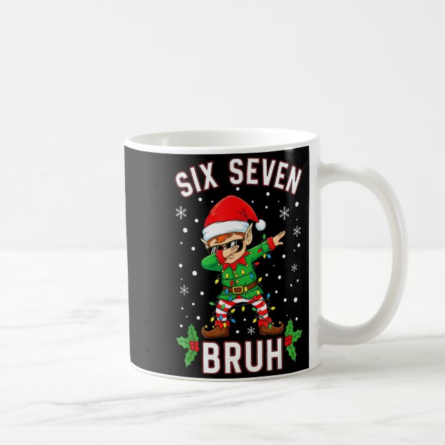 Dabbing Elf Six Seven Bruh Christmas 67 Meme Xmas  Coffee Mug (Right)
