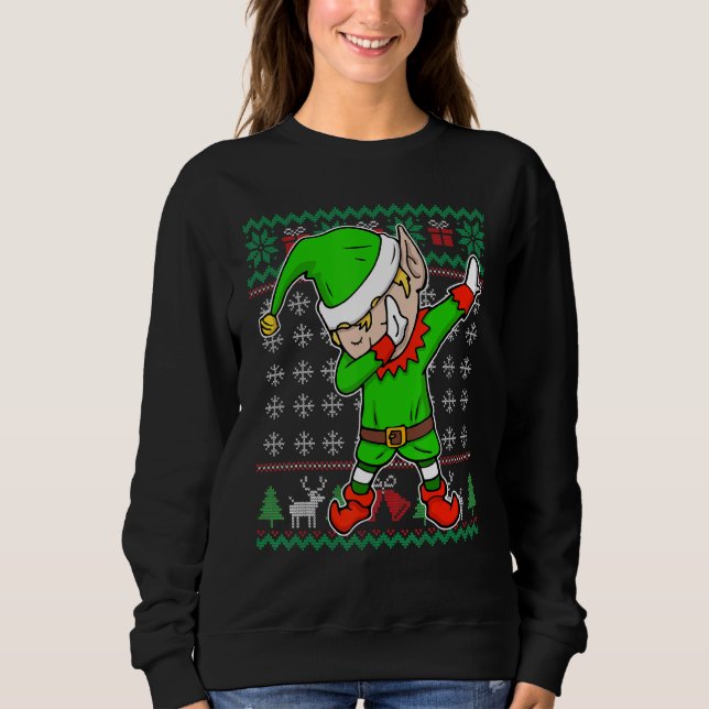 Dabbing Elf Ugly Christmas Sweater Funny Holiday (Front)