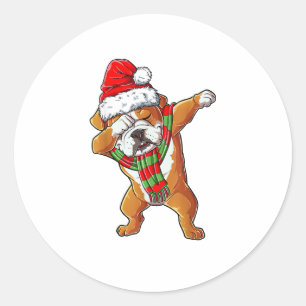 Dabbing English Bulldog Santa Christmas Gifts Kids Classic Round Sticker