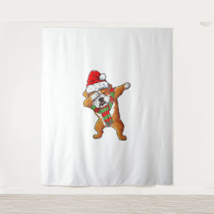 Dabbing English Bulldog Santa Christmas Gifts Kids Tapestry