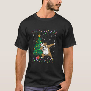 Dabbing English Bulldog Xmas Tree Lights Ugly Chri T-Shirt