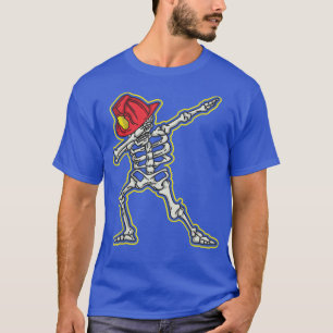 Dabbing Firefighter Skeleton Cool Scary Halloween  T-Shirt