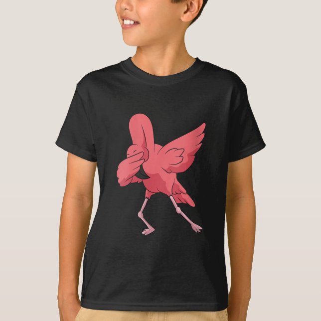 Dabbing Flamingo Bird Cute Flamingo T-Shirt (Front)