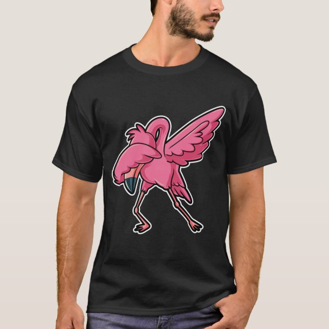 Dabbing Flamingo Dab Funny Gift T-Shirt (Front)