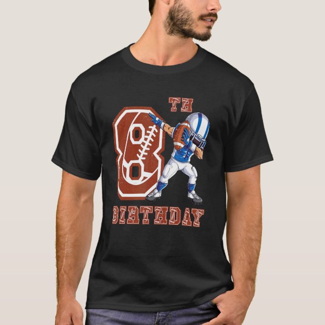 Dabbing Football Boy 8th Birthday 8 Eight Year Old T-Shirt (Front)
