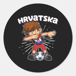 Dabbing Footll Soccer Boy Croatia Jersey Hrvatska  Classic Round Sticker