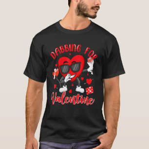 Dabbing For Valentine Dabbing Heart Sunglasses Dan T-Shirt
