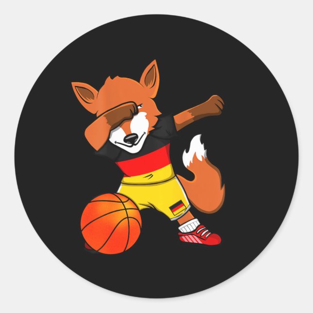 Dabbing Fox Germany Basball Fans Jersey German Classic Round Sticker (Front)