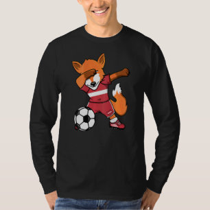 Dabbing Fox Latvia Soccer Fans Jersey Latvian Foot T-Shirt