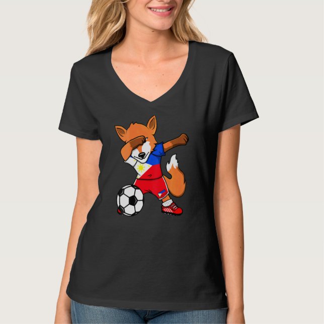Dabbing Fox Philippines Soccer Fans Jersey Flag Fo T-Shirt (Front)
