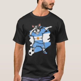 Dabbing French Bulldog Argentina Soccer Fan Jersey T-Shirt