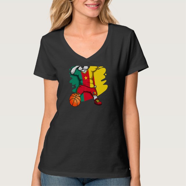 Dabbing French Bulldog Cameroon Basketball Fan Jer T-Shirt (Front)