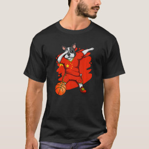 Dabbing French Bulldog China Basketball Fan Jersey T-Shirt