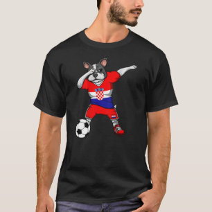 Dabbing French Bulldog Croatia Soccer Fans Jersey T-Shirt